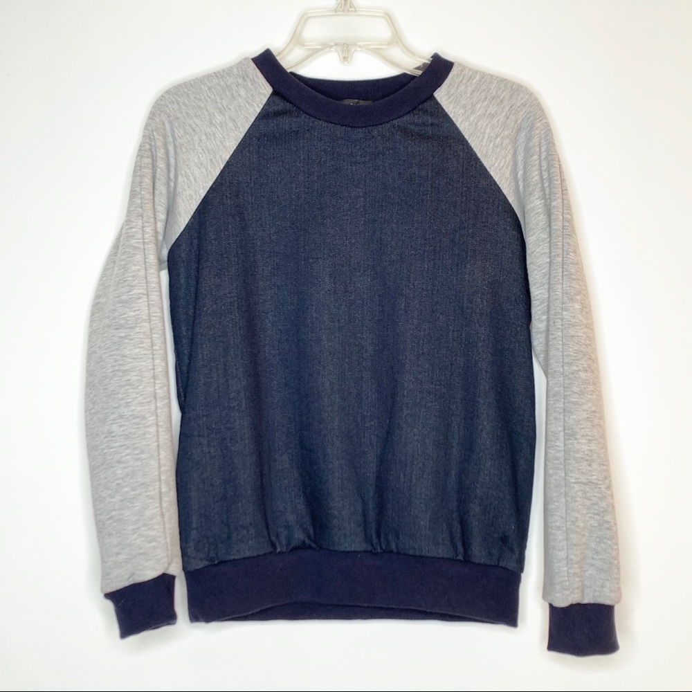 NWT Topshop Denim/Fleece Pullover Sweater Size 2
